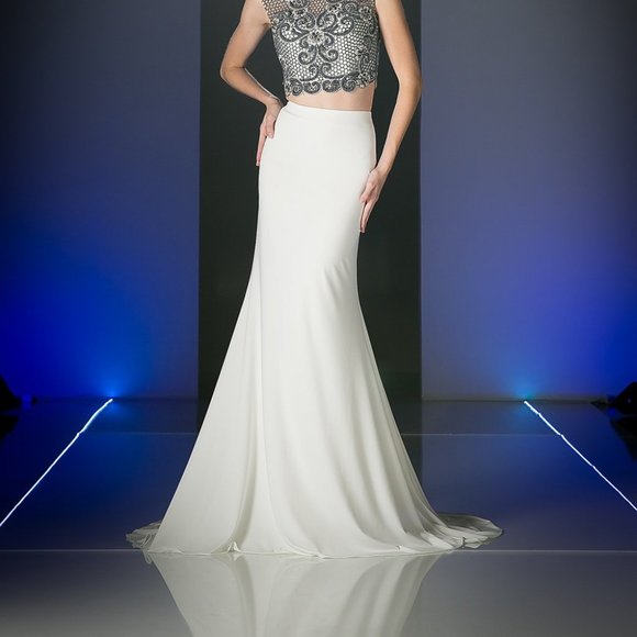 Sequined Bodice Two Piece Mermaid Dress CDJ755 - Picture 3 of 5